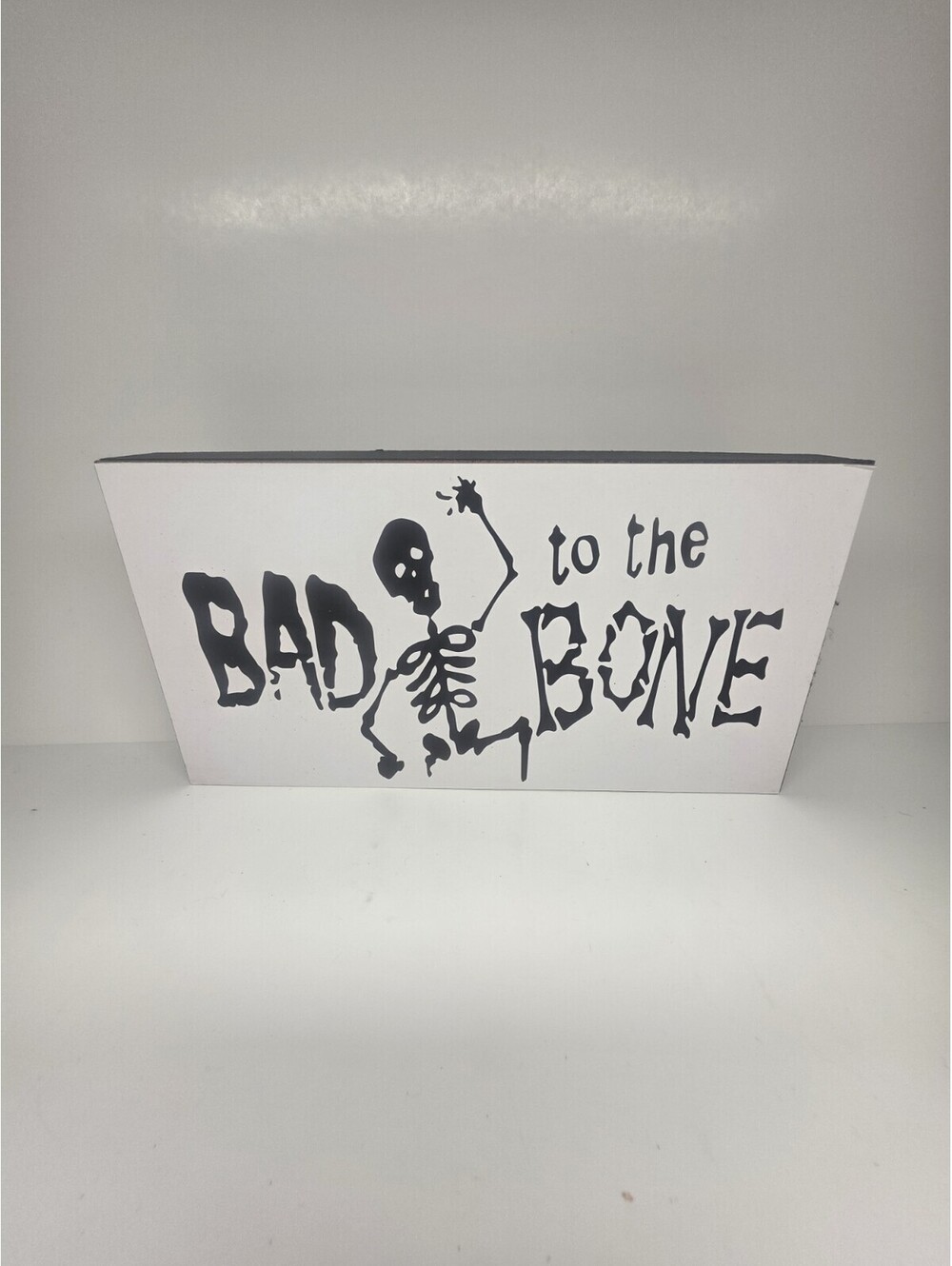 Bad To The Bone Block Sign Nice Home Decor Halloween 12" X 6.25" New